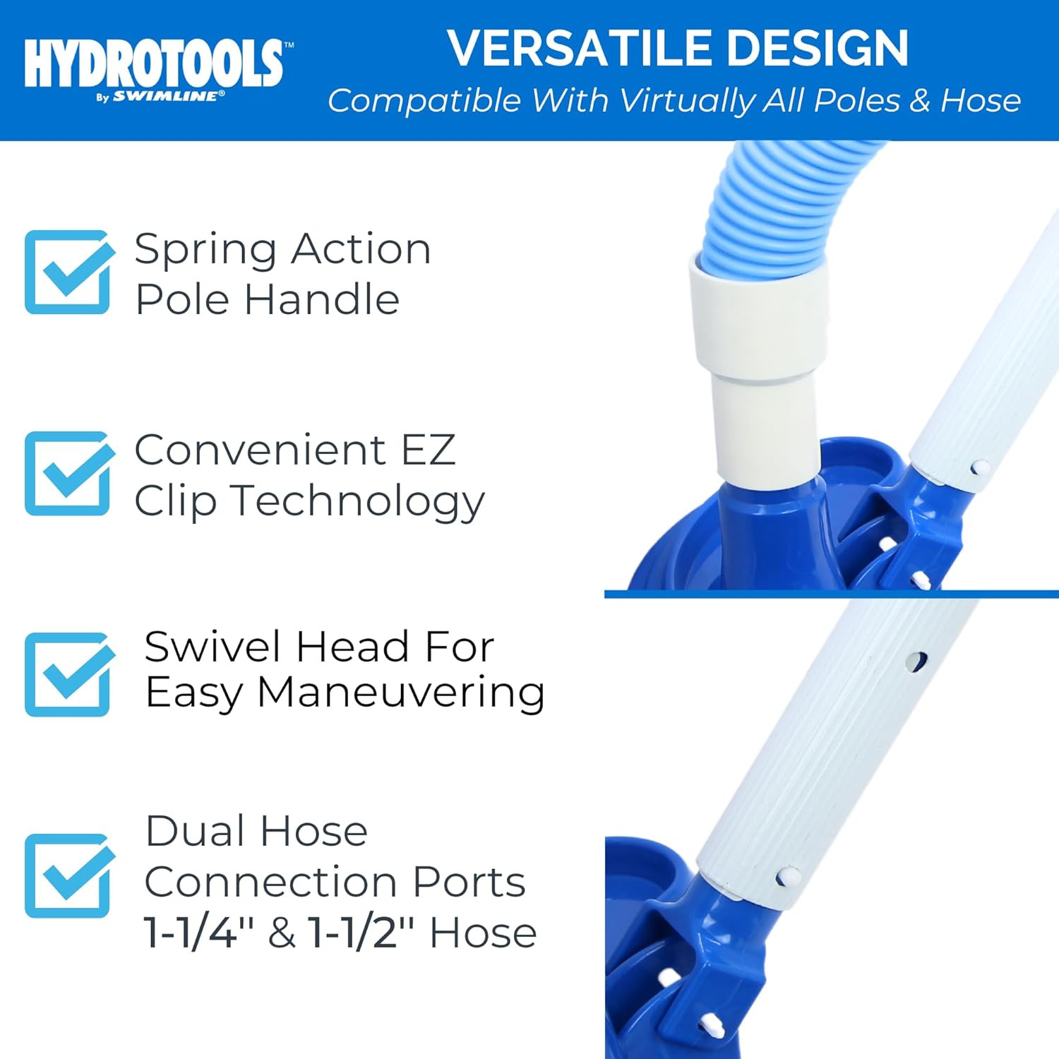 HYDROTOOLS Manual Pool Vacuum Head Attachment for Inground & above Ground Pools
