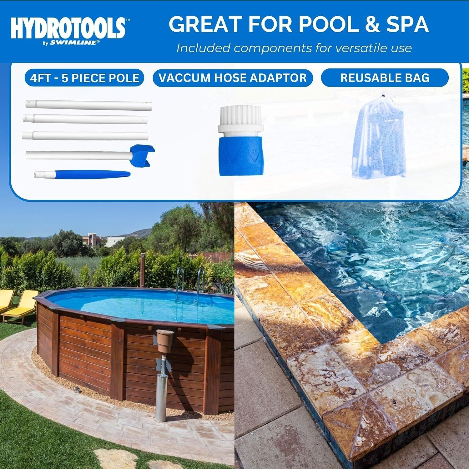 HYDROTOOLS Blue Mini Venturi Pool Vacuum – Cordless Cleaner for Spas & Above …