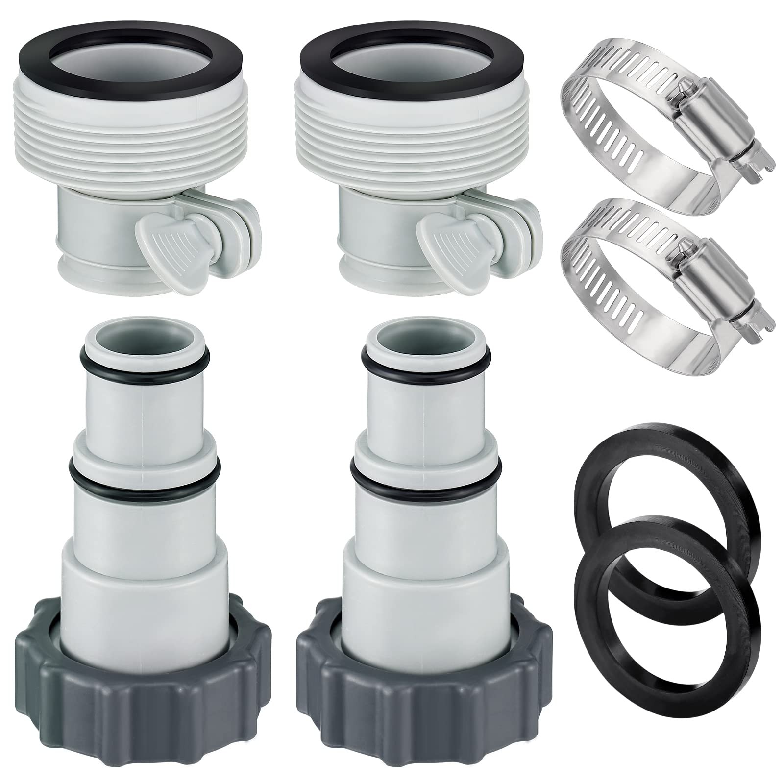 4 Pack Gray Pool Hose Adapter A B Conversion Standard Size Fittings