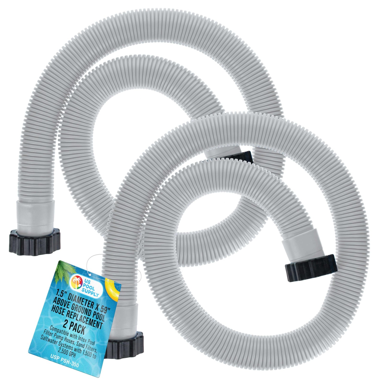 U.S. Pool Supply Above Ground Hose 1.5&Prime; Diameter x 59&Prime; Long, White