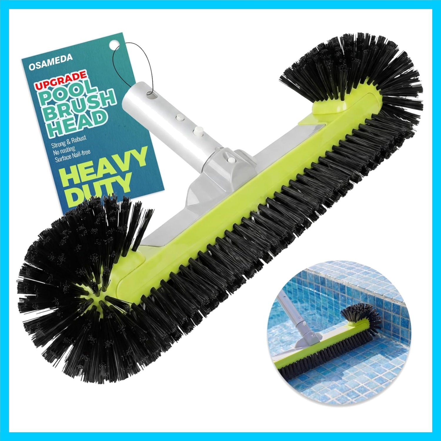 Pool Brush Head for Cleaning Walls with Hemispherical Bristles, Heavy Duty In…