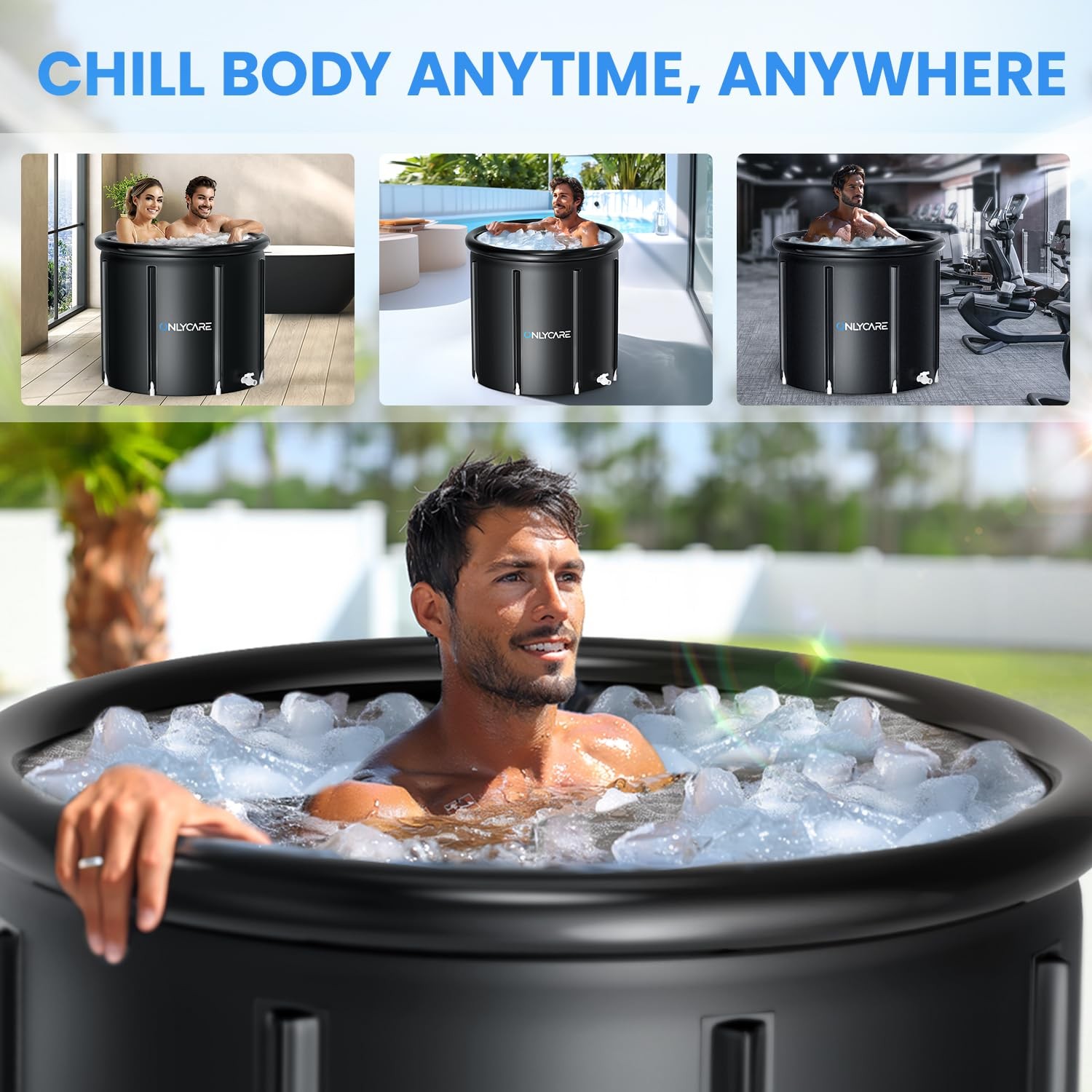 ONLYCARE XXL Ice Bath Tub for Athletes/2 Adults – Constant 130 gallons, Black