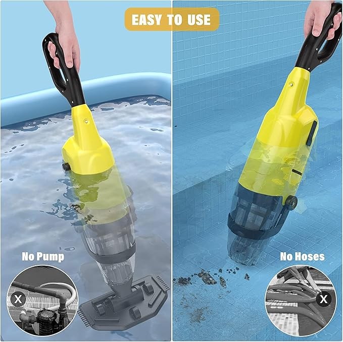 Cordless Handheld Pool Vacuum 6000mAH for Above Ground Pool,Rechargeable 60mins