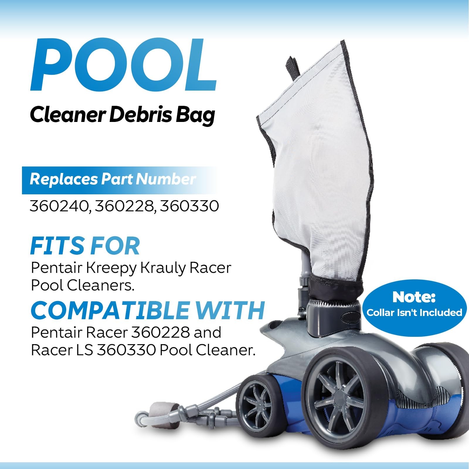 ANTOBLE 360240 Pool Cleaner Debris Bag Kit Replacement for Black+White