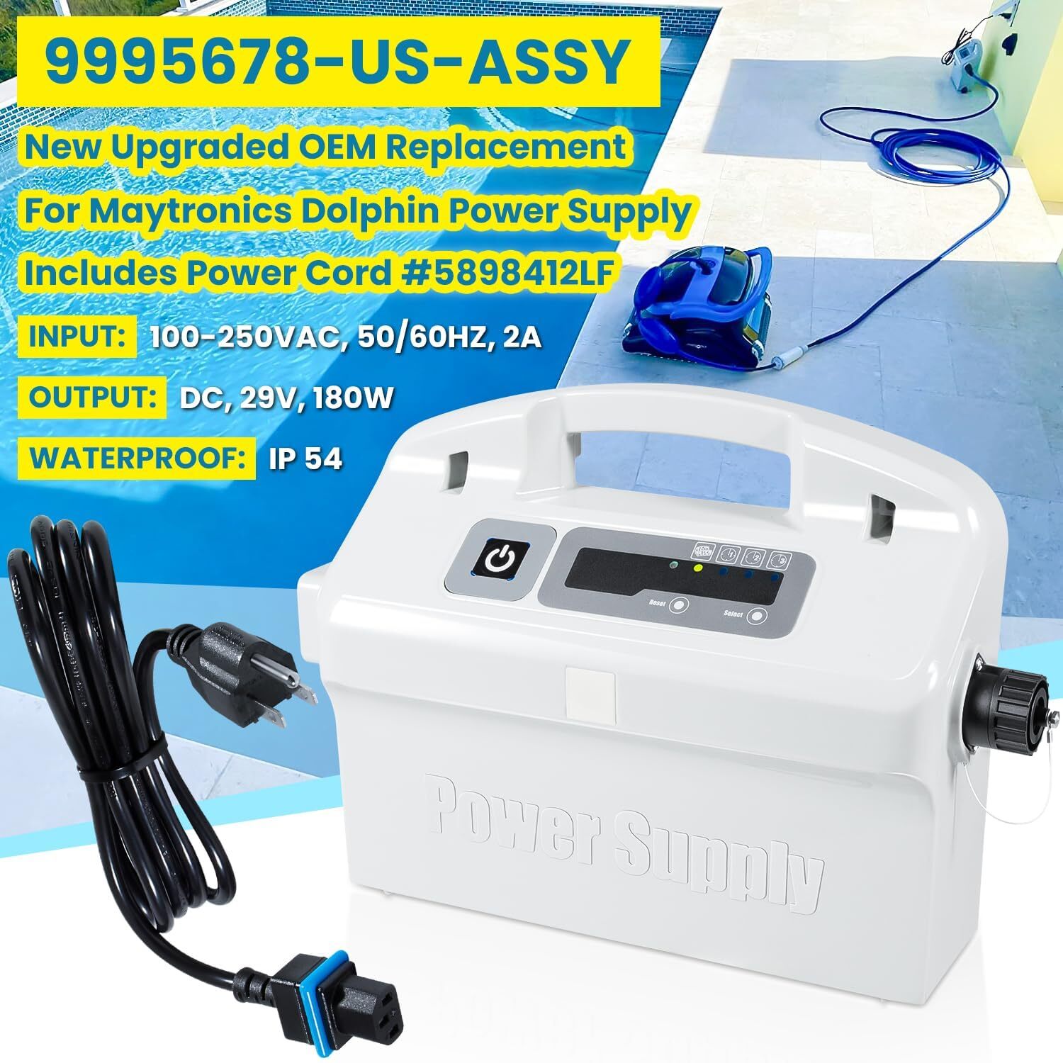 9995678 Power Supply with Cord for Dolphin Nautilus CC Plus,Apollo Bio/ Premier