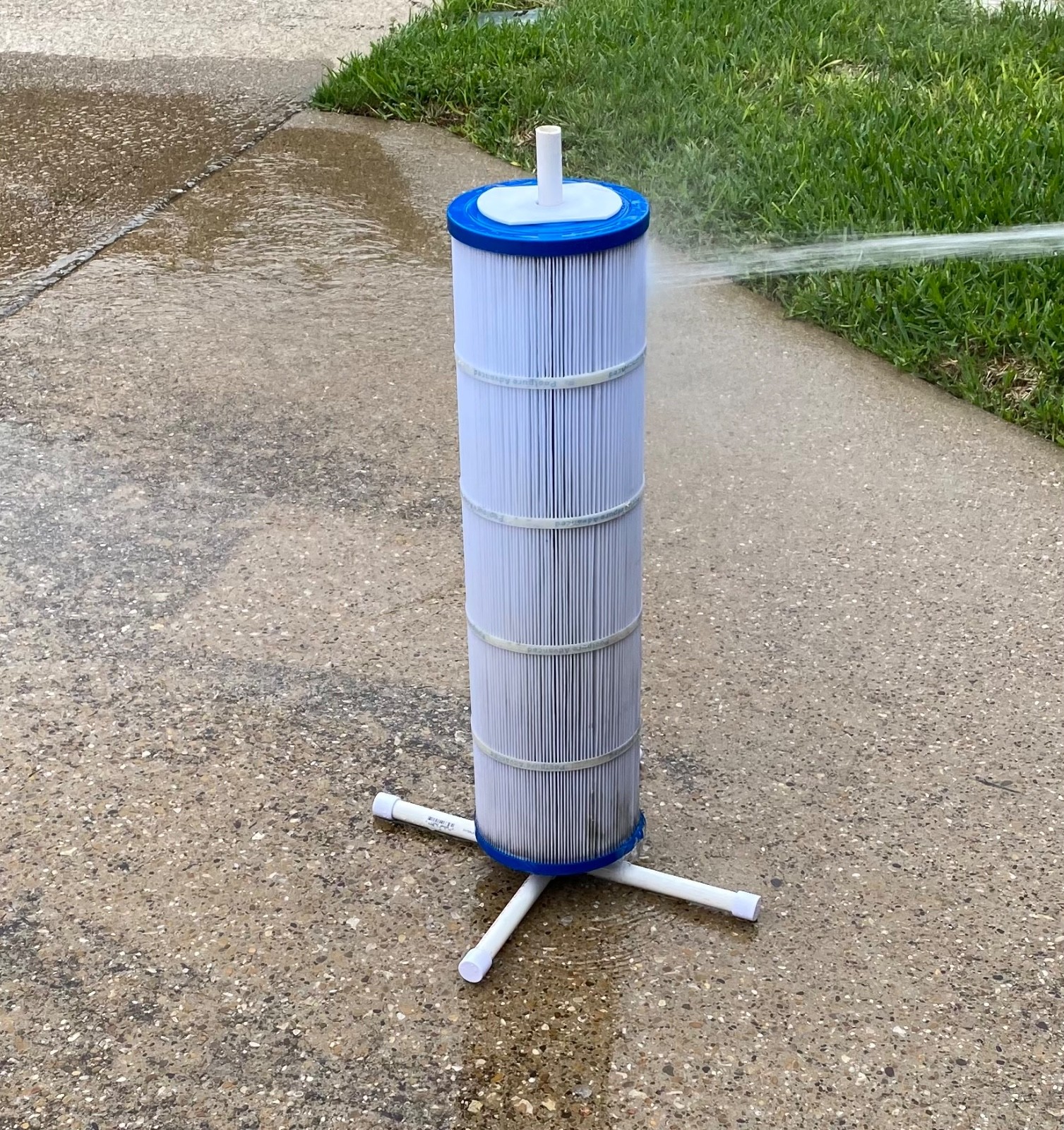 Swimming Pool Filter Cleaner Stand -Heavy-Duty Tool for 3 inch with spray nozzle