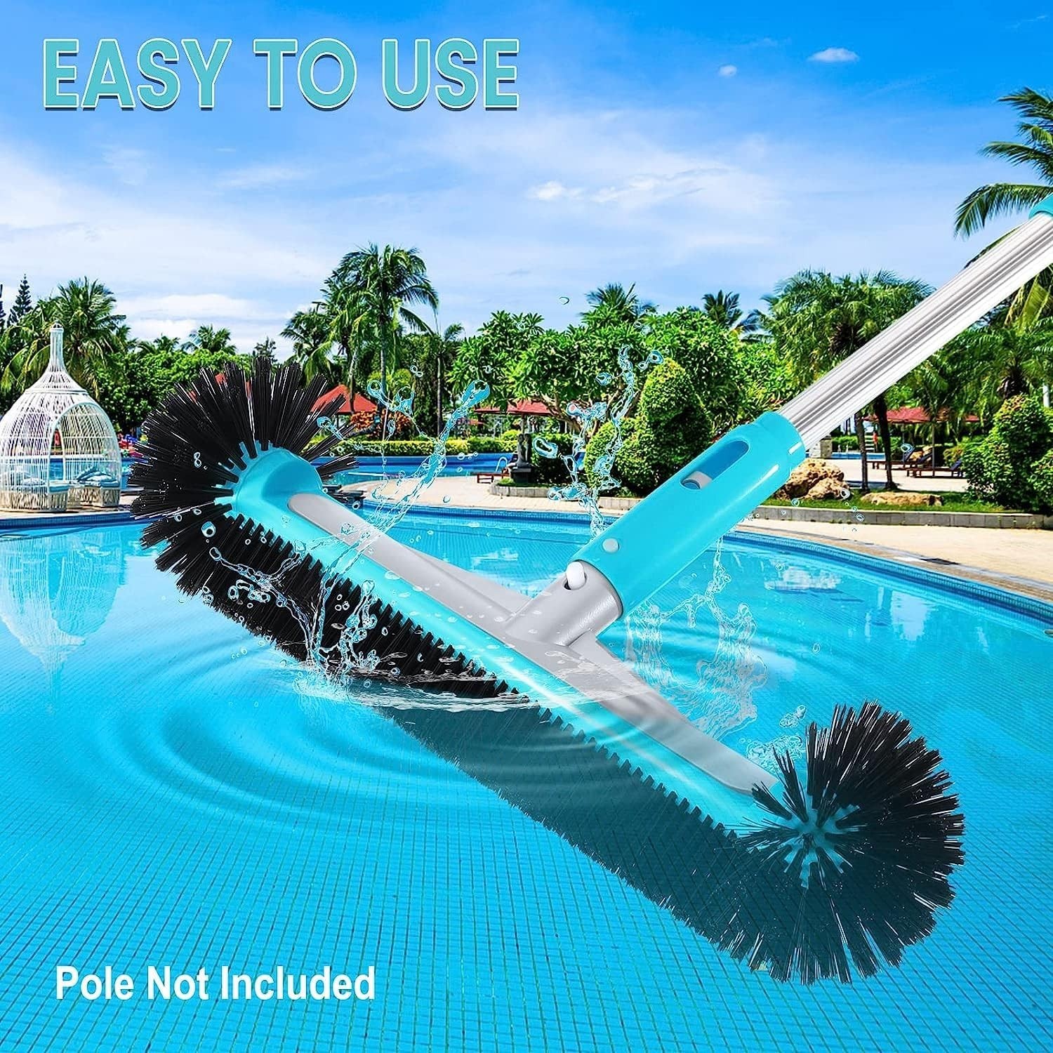 Swimming Pool Brush Head with Round Ends,17.5&Prime; Heavy Duty Aluminum Back Head for