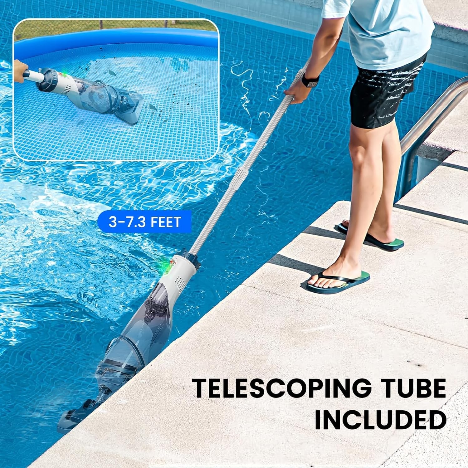 Rechargeable Cordless Pool Vacuum for Effortless Above & Inground Cleaning