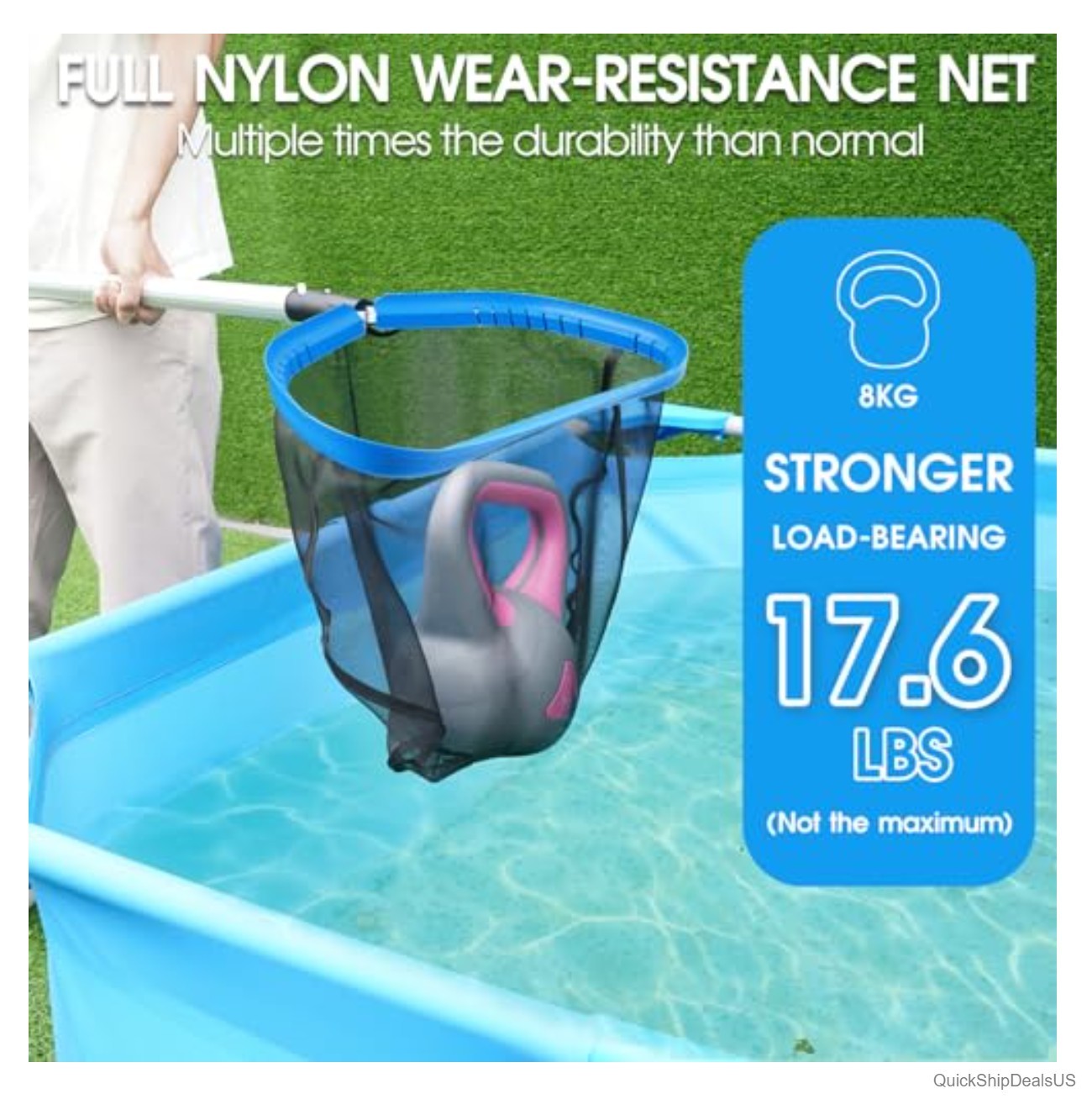 Pool Skimmer Net Heavy Duty Fine Mesh Deep Bag Aluminum Frame for Inground