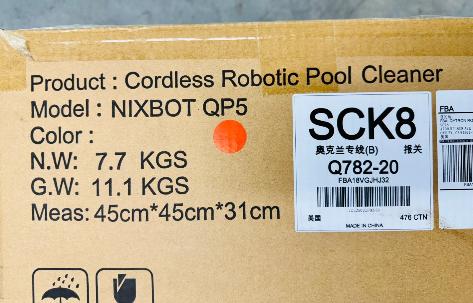 QYTRON NIXBOT QP5 Red Robotic Cordless Pool Cleaner for Inground Pools