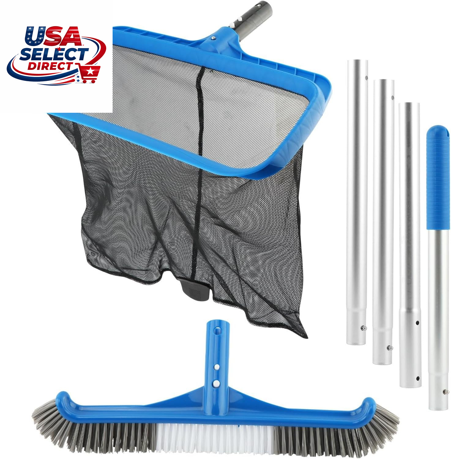 Swimming Pool Cleaning Kit with Skimmer Net & Brush – 56 Inch Pole