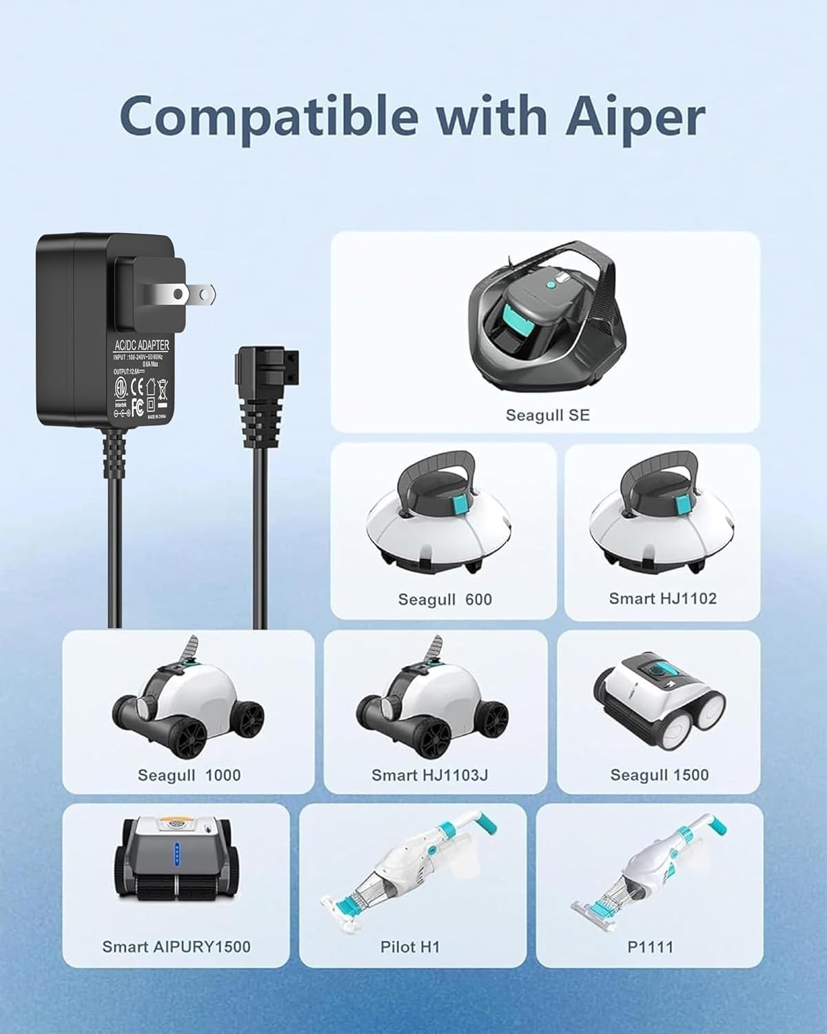 12.6V Replacement Charger for Aiper Seagull Pool Cleaners & Aipyury 1500 – Wa…
