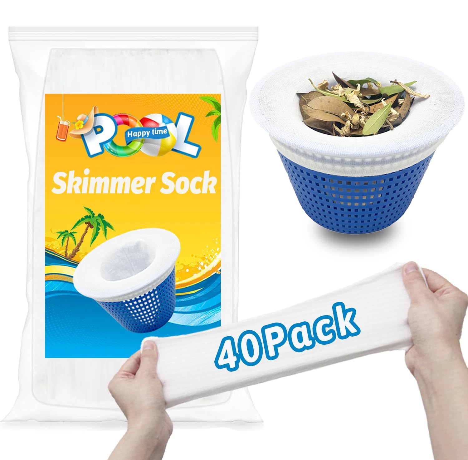40-Pack Pool Skimmer Socks, Ultra Fine Mesh Screen Skimmer Filter Socks Swimm…
