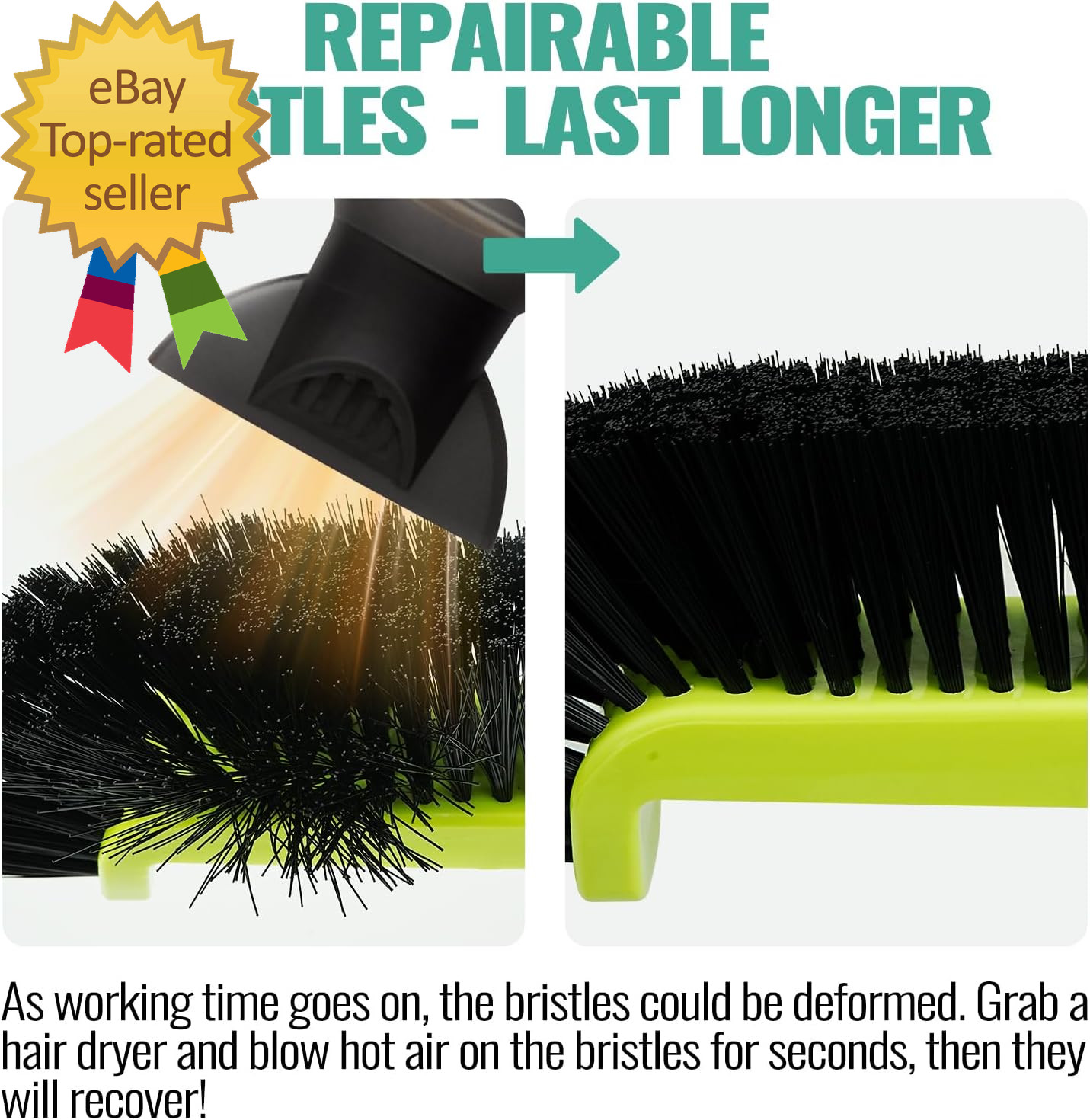 18&Prime; Pool Brush Head for Cleaning Swimming Pool Walls, Curved Ends High-Efficienc