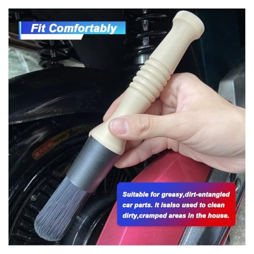 Car Parts Washer Brush, Bullet Head Parts Cleaning Brush for Beige/Black