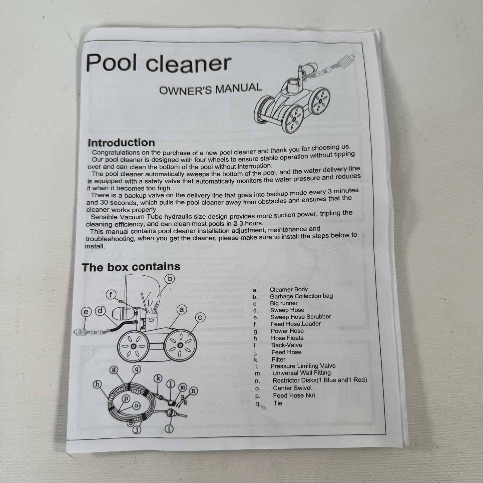 AMPTYHUB~Upgraded Pool Pressure Side Sweeper – 4 Wheel Professional Pool Cleaner