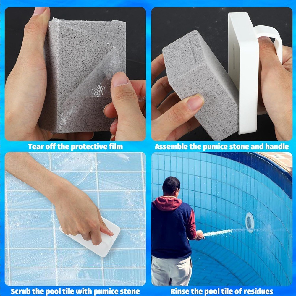 6-Pack Handheld Pumice Stones with Handle for Pool & Spa Tile Cleaning W3I19322
