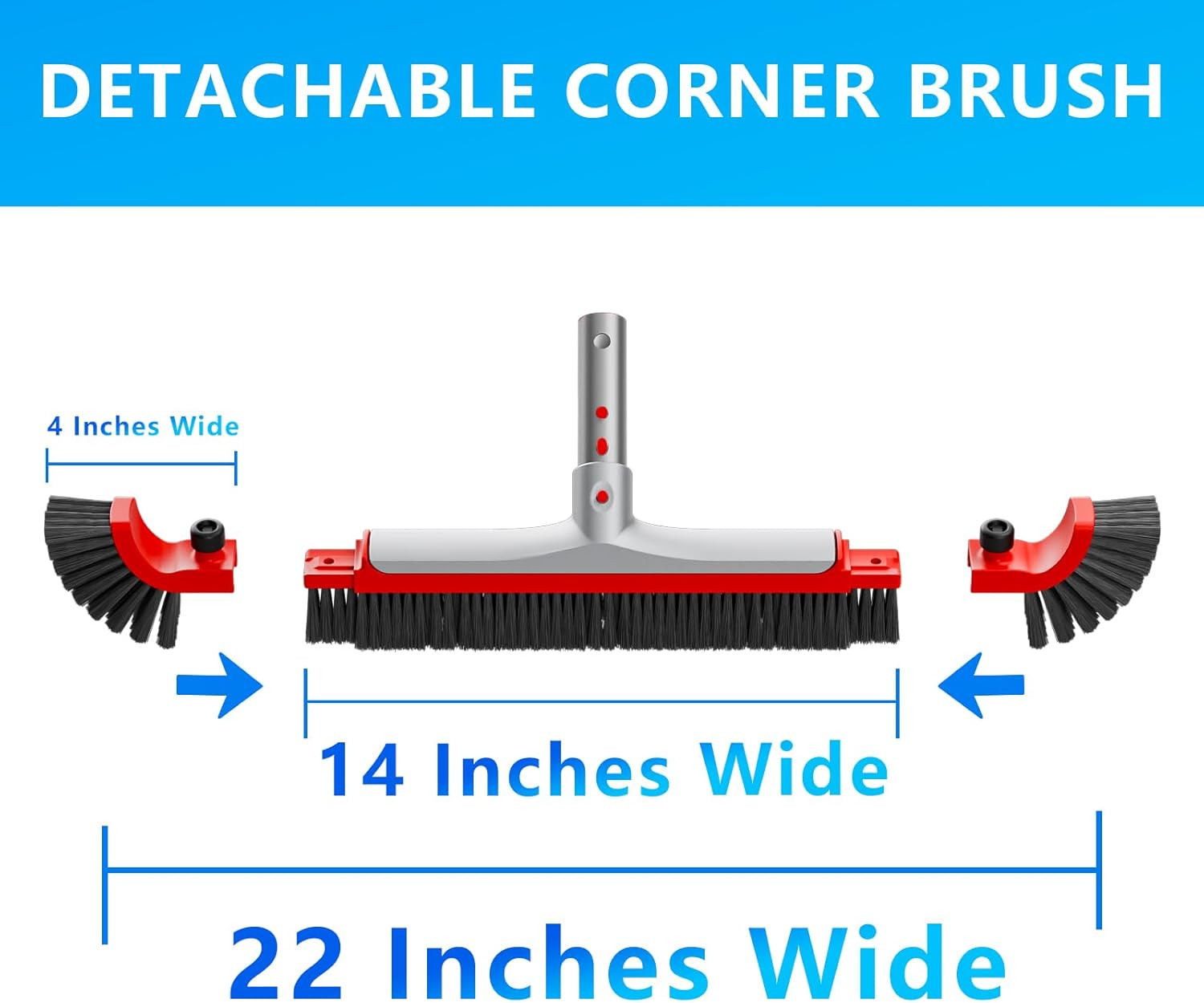 22” Wide Pool Brush Head for Cleaning Walls,Heavy Duty Inground/Above Ground Alu