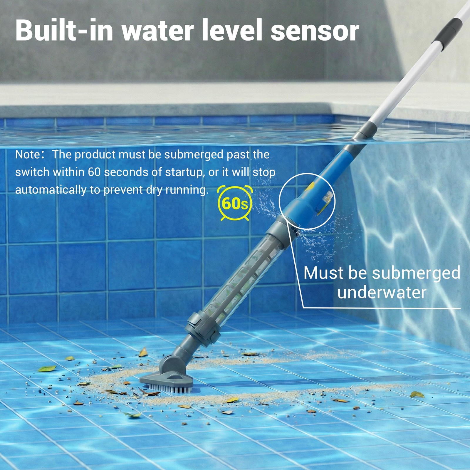 Hushlight Hot Tub Vacuum – Cordless Pool for Above Ground Ocean Blue