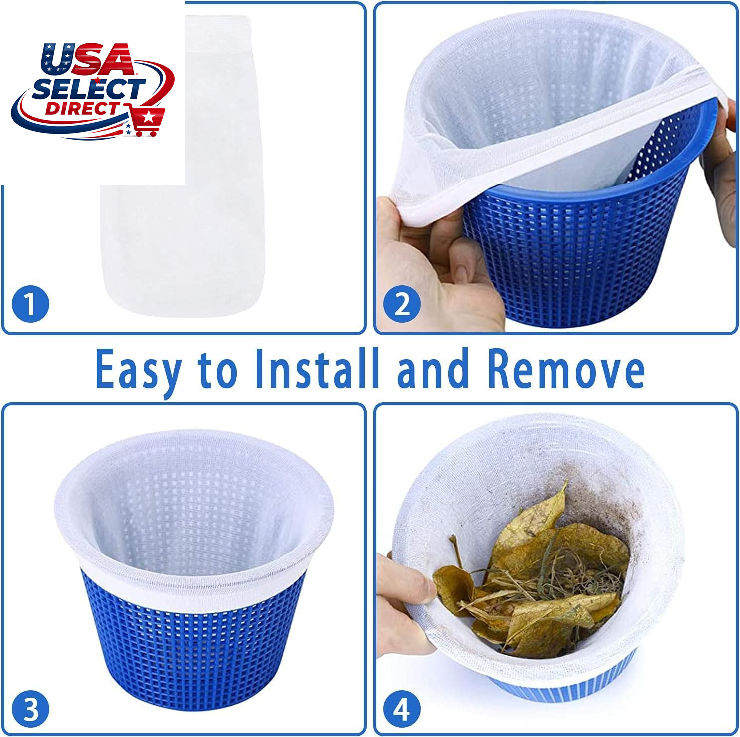 100 Pack Pool Skimmer Socks for Filters and Hot Tub Accessories