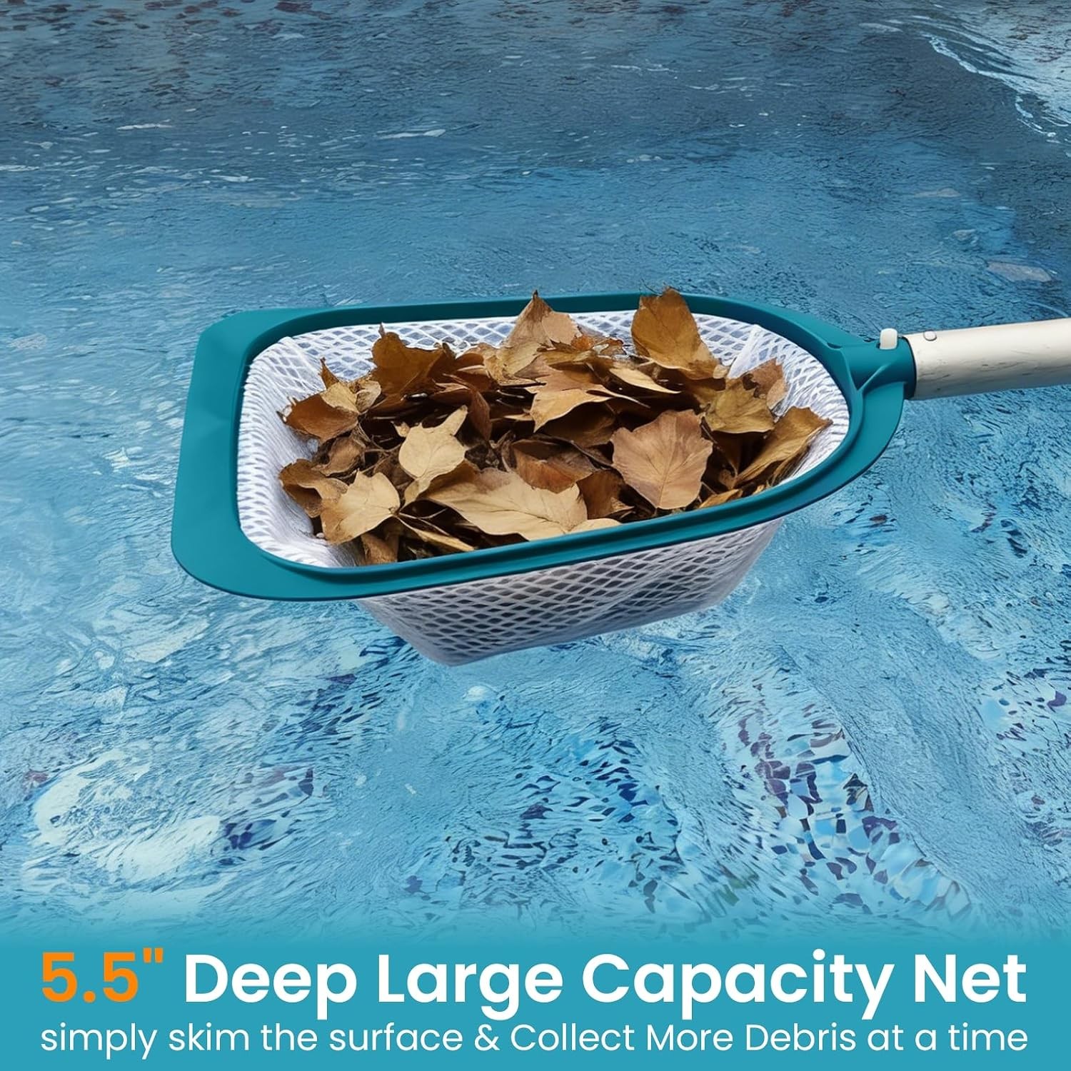 Pool Spa Leaf Skimmer Net – Ultra Fine Mesh Diamond Netting with 5&Prime; Deep Bag