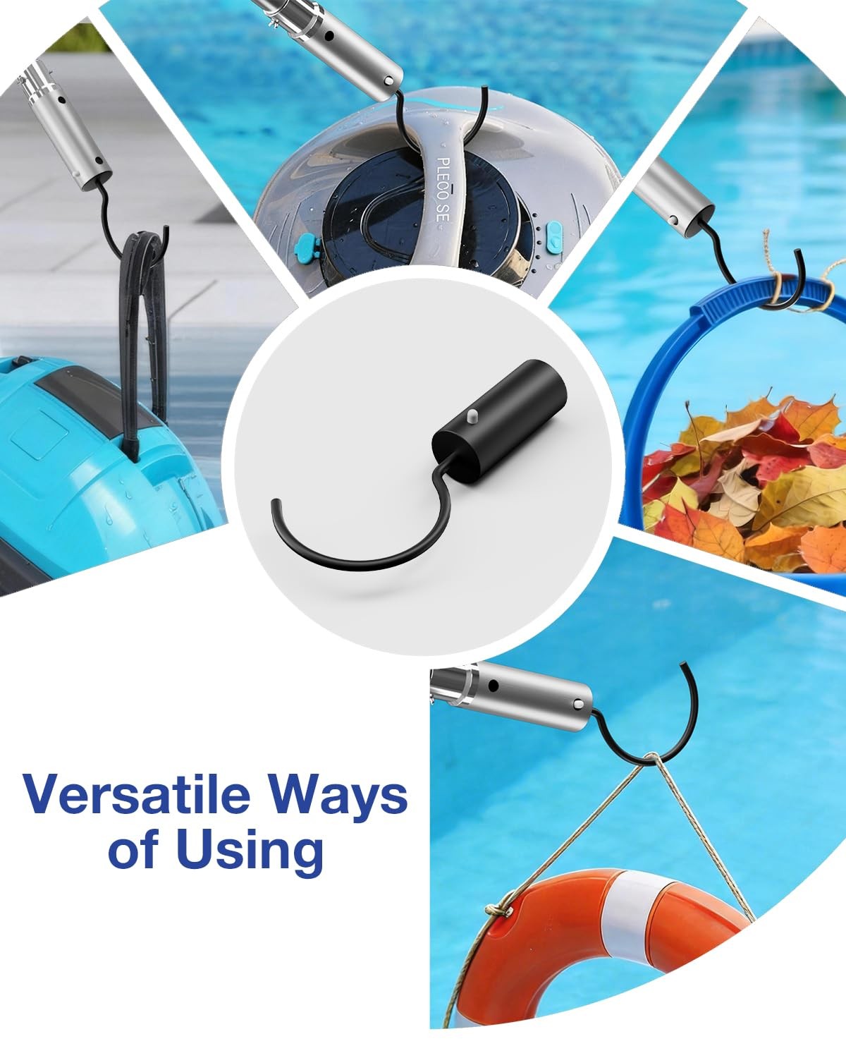 Pool Hook with Pole, 3FT Pool Pole Telescopic with Stainless Steel Hook, Retr…