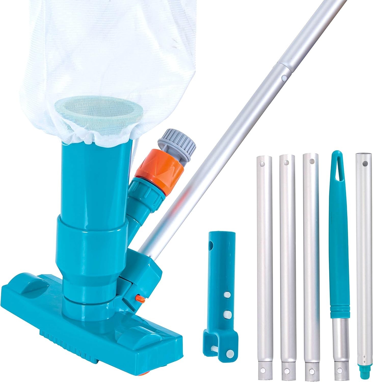 Portable Above Ground Pool & Spa Vacuum – Telescopic Hose Attach, 3 Brushes, …