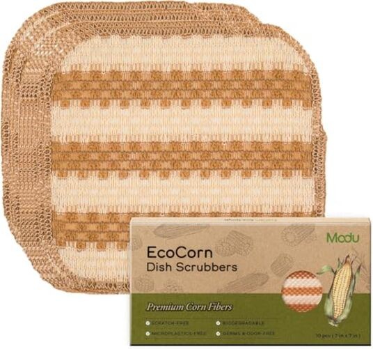 10 Pcs EcoCorn Dish Sponges Scrubbers – 100% Corn Fiber – Heavy Duty (10 Pack)