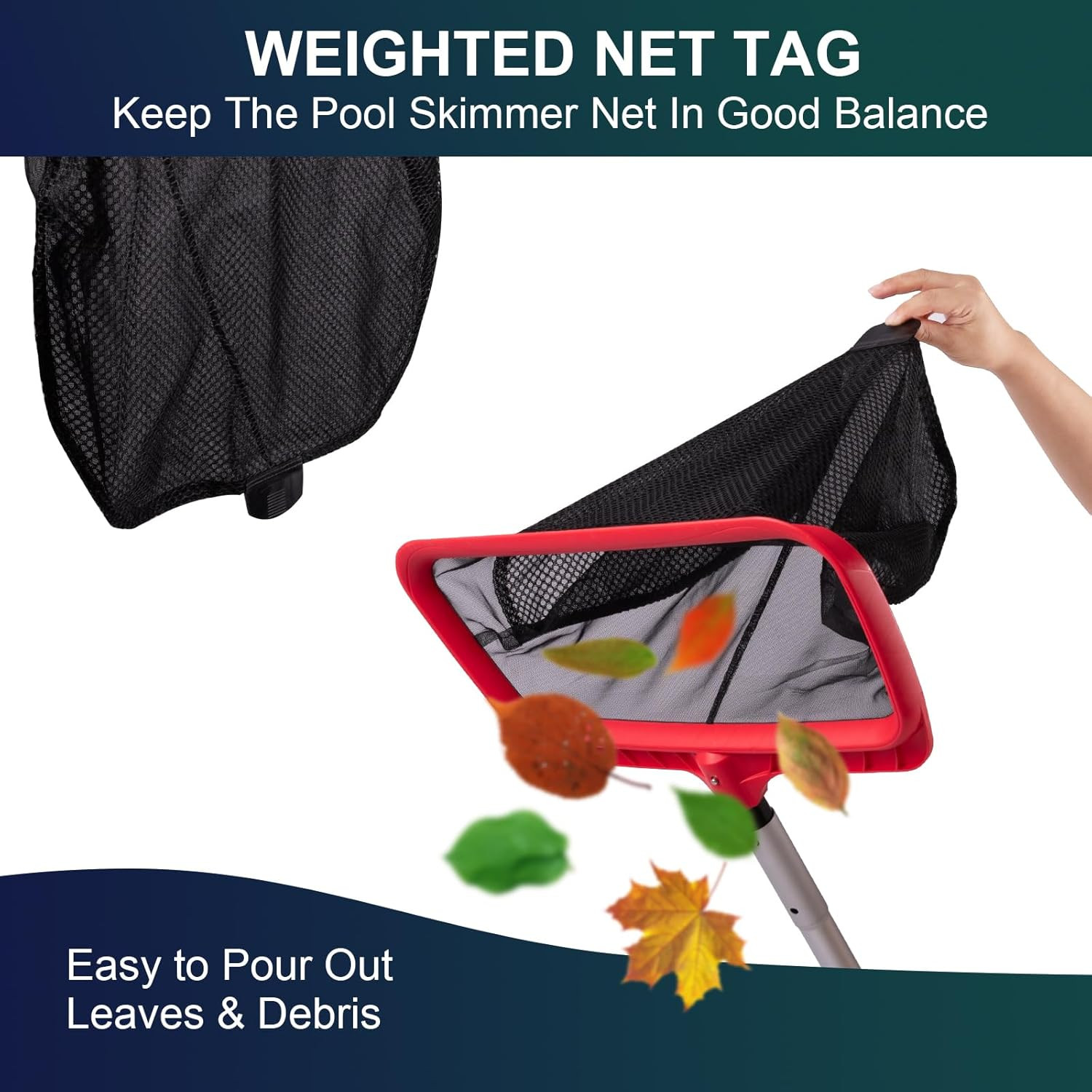 Pool Skimmer Net, Upgraded Pool Net Skimmer with Double-Layer Netting Bag, Large