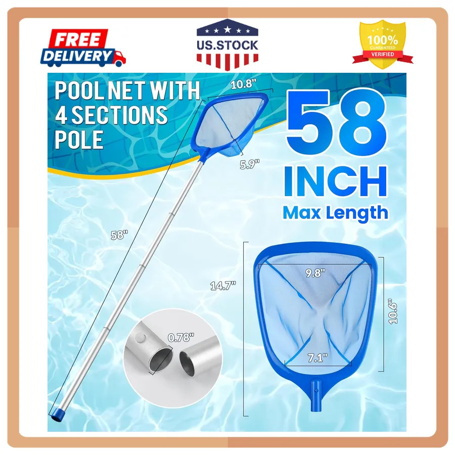 Tavaleu Deep Pool Skimmer Net with Reinforced Frame for Leaf and Debris Removal