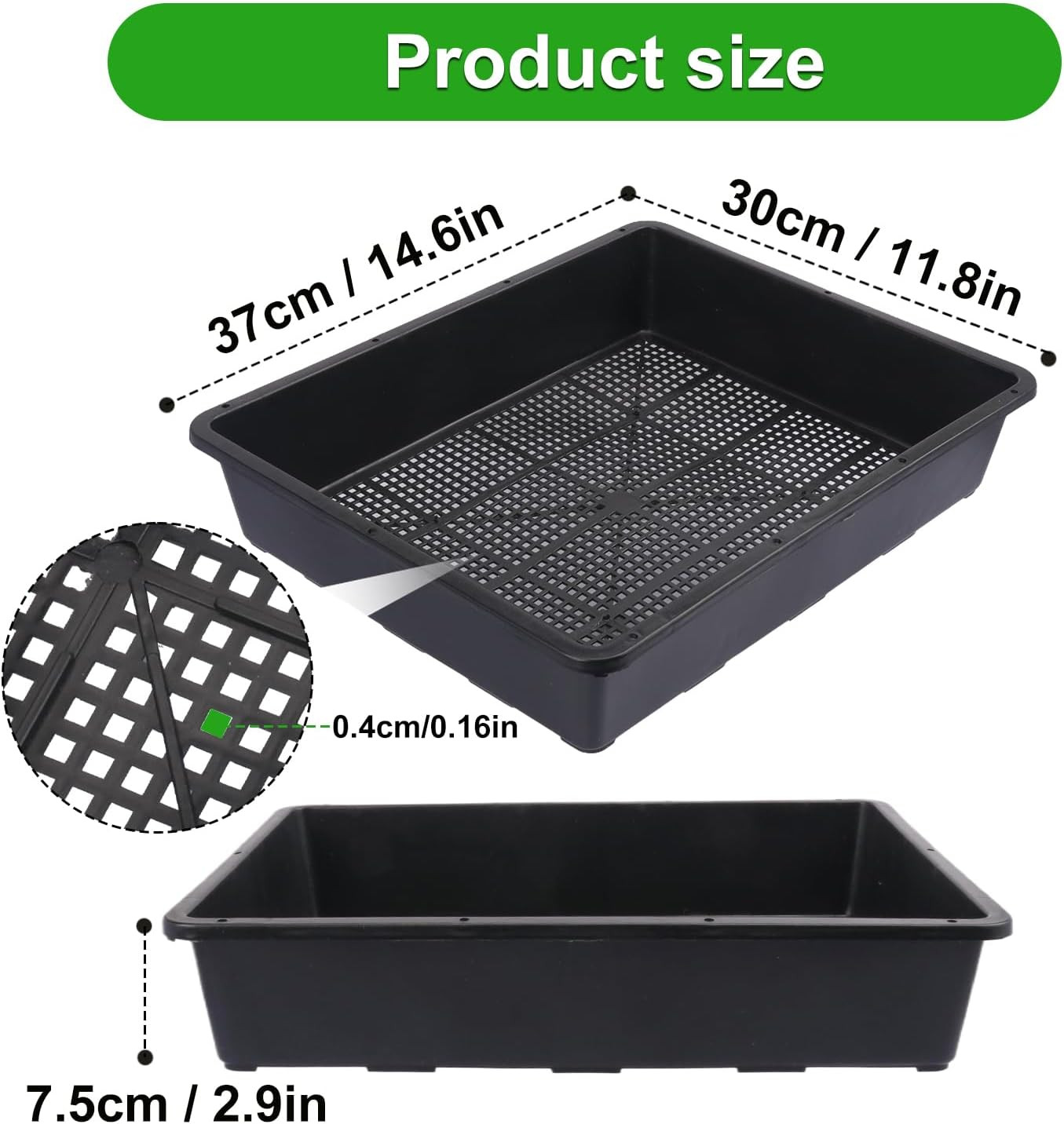 16 Pack Seed Starter Trays 15 X 12 Inches Microgreens Growing Trays with Mesh Bo