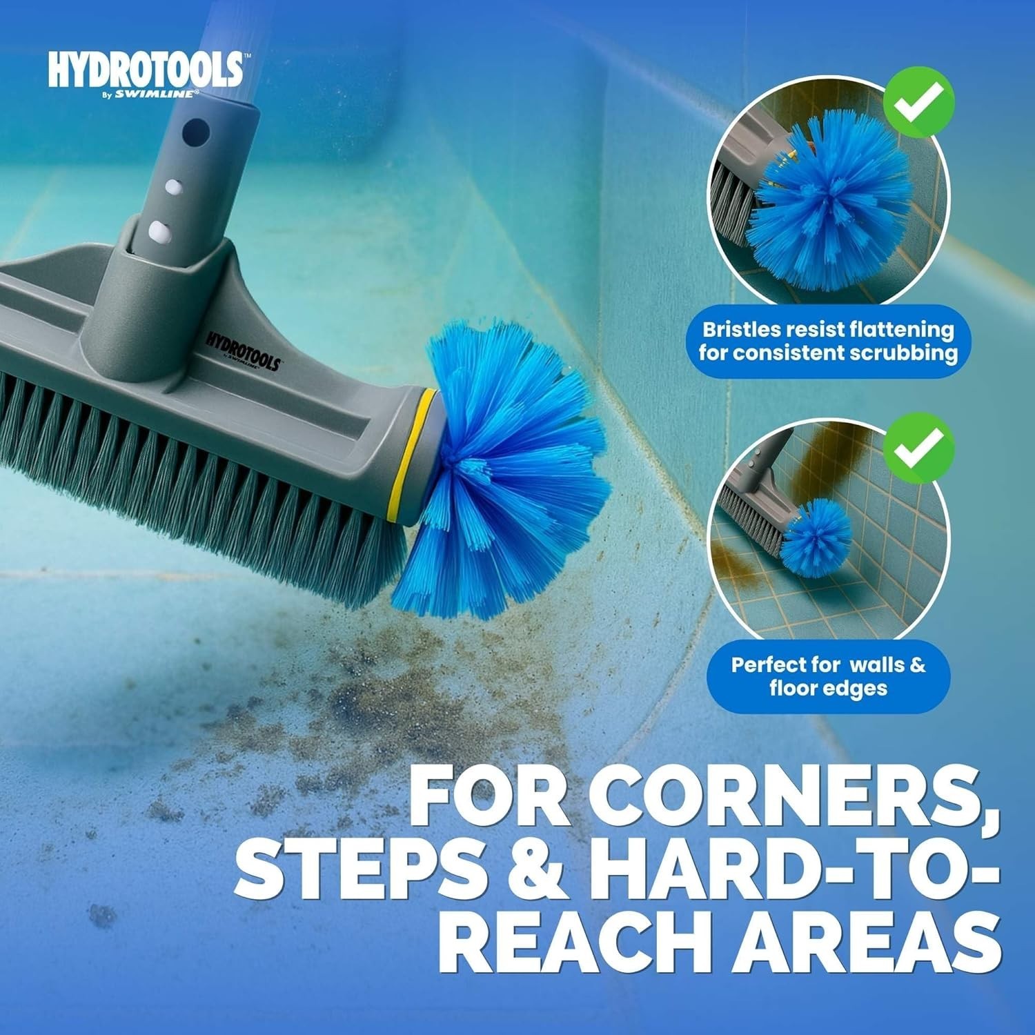 Safe & Easy-to-Use 12.5-Inch Pool Brush Head – Double Reinforced & USA-Supported