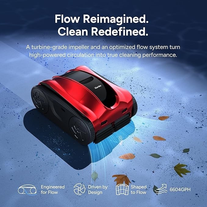 iGarden K Pro 100 Cordless Robotic Pool Cleaner 10H Wall Climbing AI Navigation