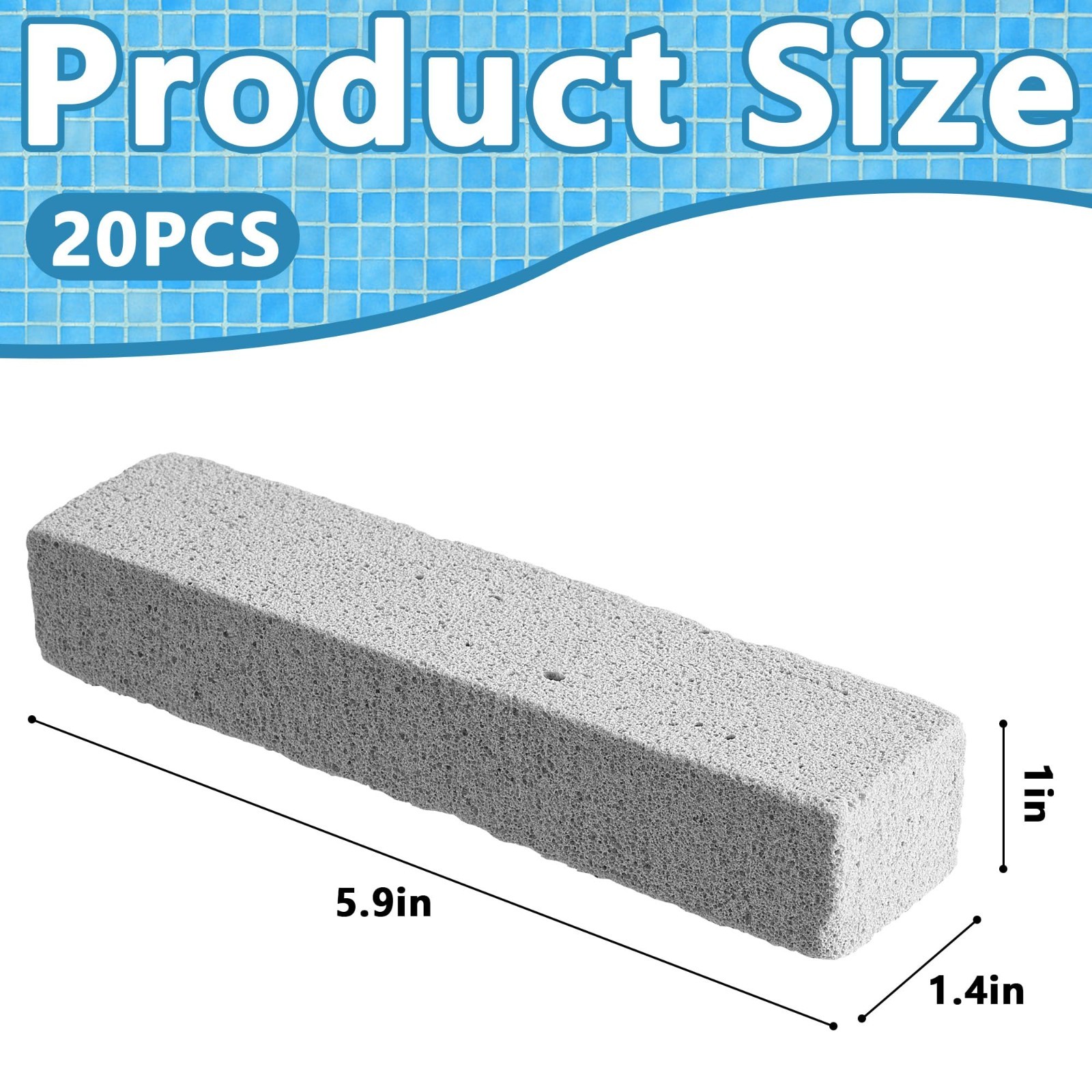 20 Pcs Pumice Stones for Pool Cleaning – Tile, Grout & Concrete Scrubbing Blocks