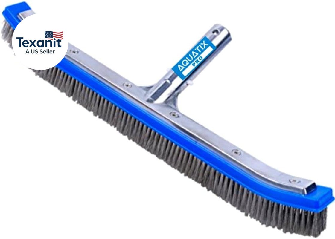 Pool Brush Head, 18&Prime; Heavy Duty for Cleaning Walls & Floors, Stainless Steel Bri