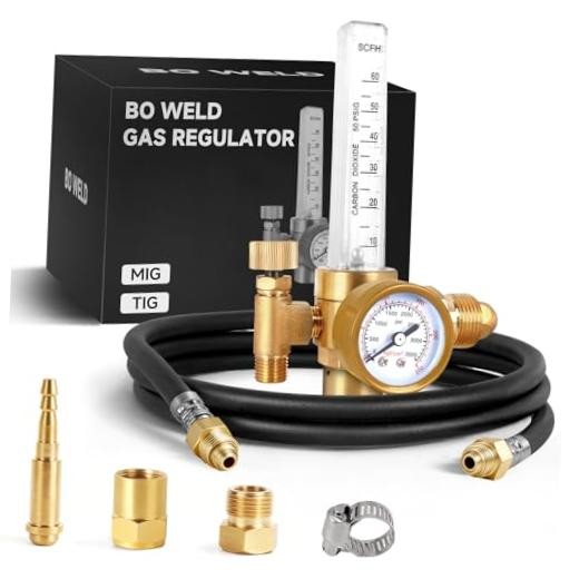 BO WELD Argon CO2 Regulator Flow Meter Gas Regulator Gas Regulator with Hose