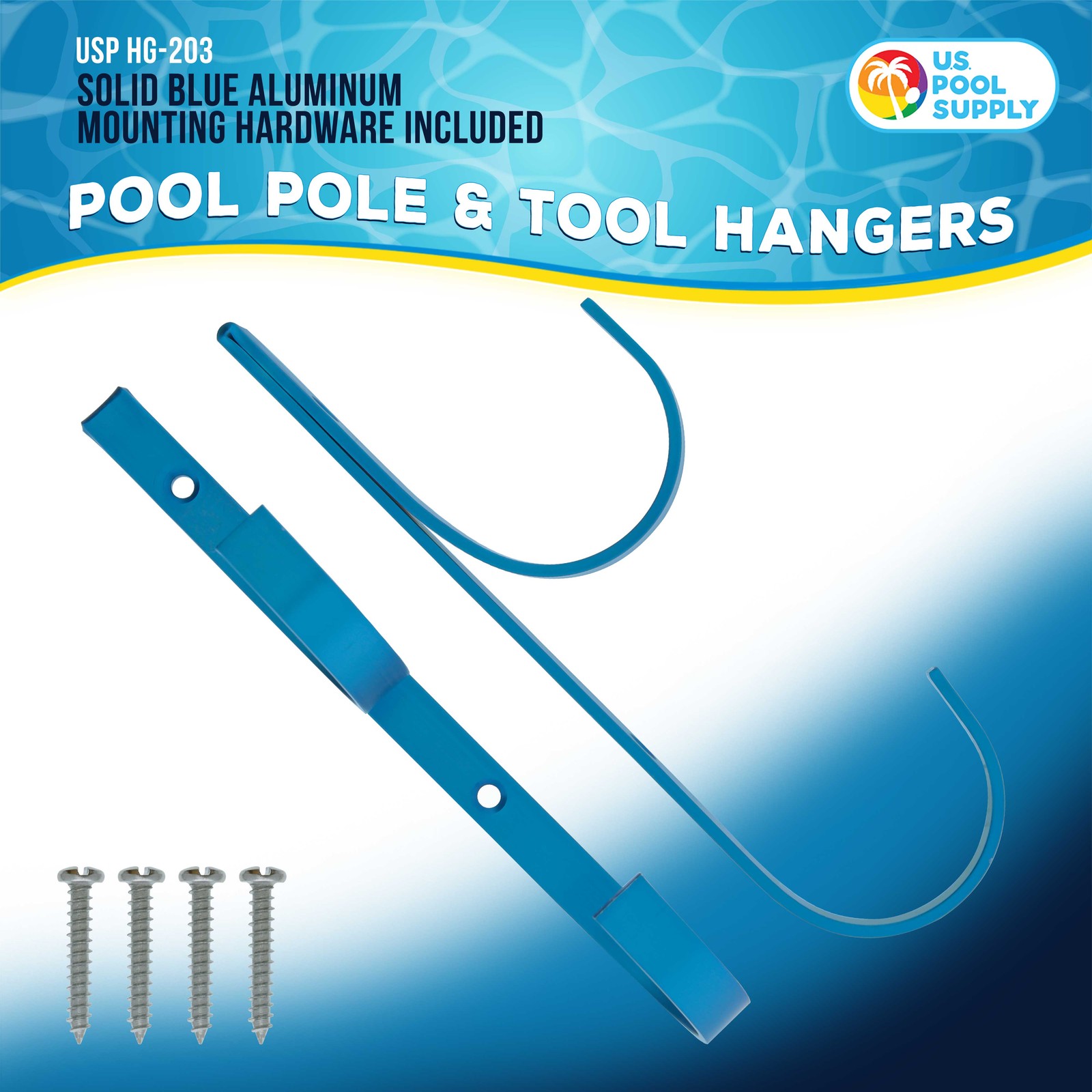 U.S. Pool Supply Set of 2 Blue Aluminum Pool Hangers for Telescopic Poles, Nets