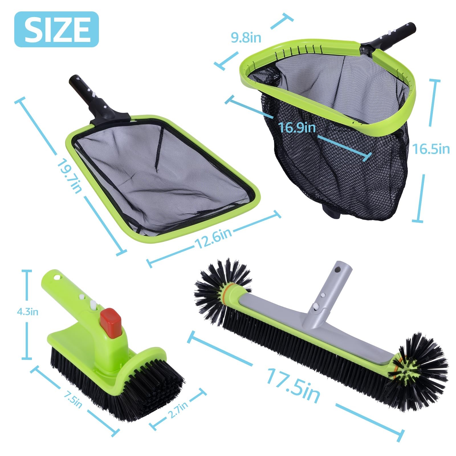 Sepetrel Deluxe Swimming Pool Cleaning Kit Kit, GREEN
