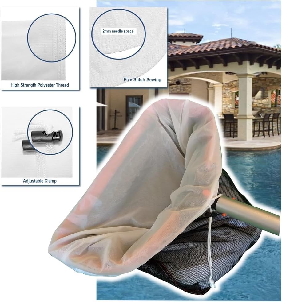 Durable Fine Mesh Pool Net Insert Transforms Any Deep Skimmer for Easy Cleaning