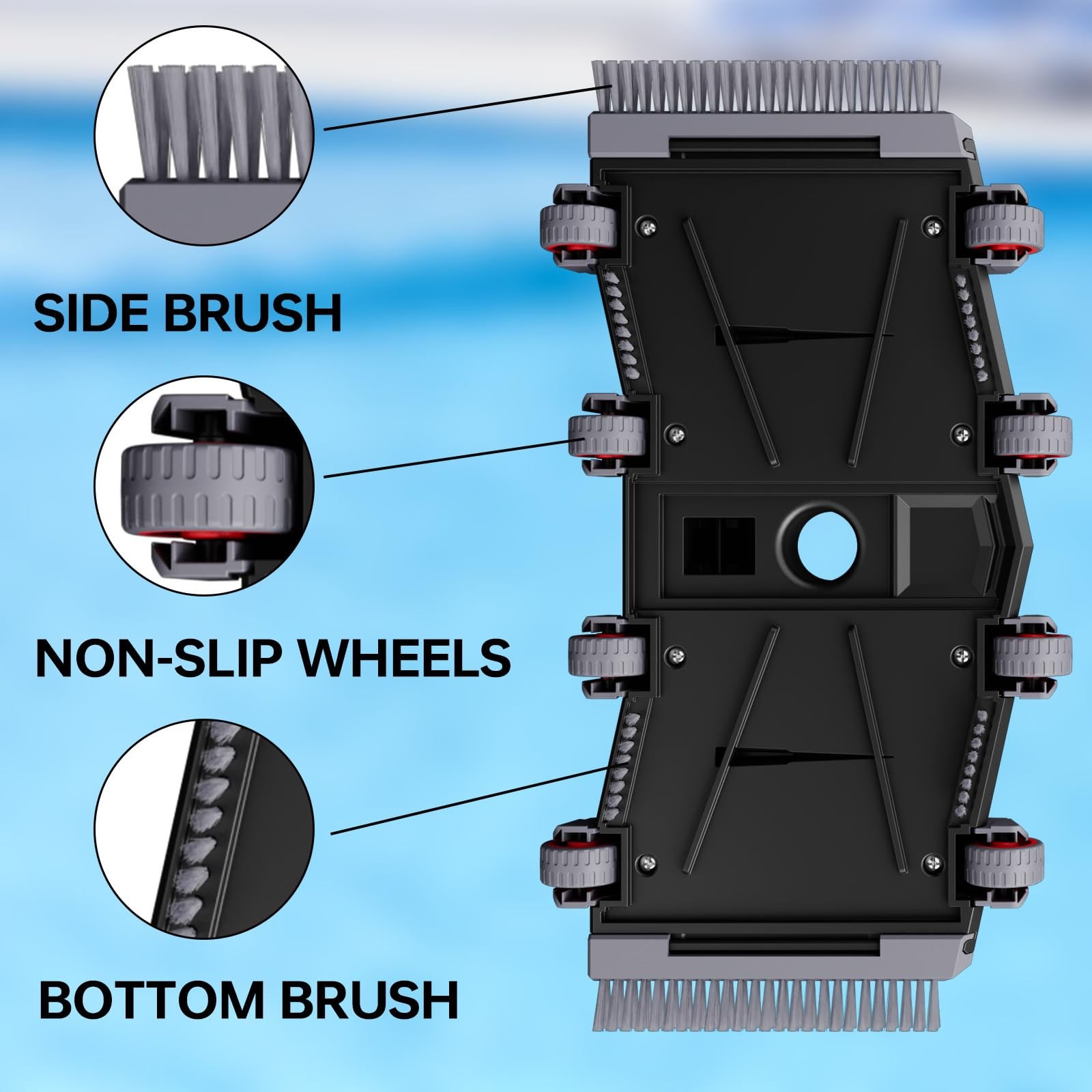 Sepetrel Heavy Duty Pool Vacuum Head with Wheels & Aluminum Handle, Professio…