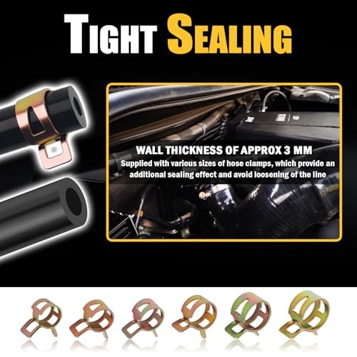 6PCS 5Ft Silicone Vacuum Hose Automotive Kit – ID 1/8&Prime; 5/32&Prime; 3/16&Prime; 1/4&Prime; 5/16&Prime;