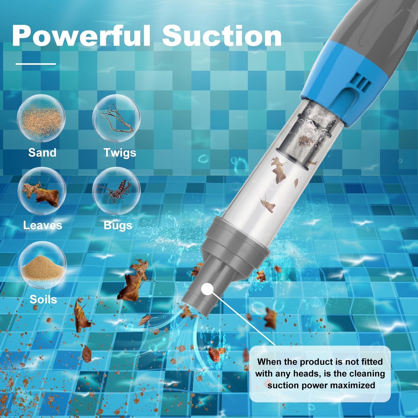4-in-1 Cordless Rechargeable Pool Vacuum for Spa & Hot Tub, 90 Min Run Time, 12