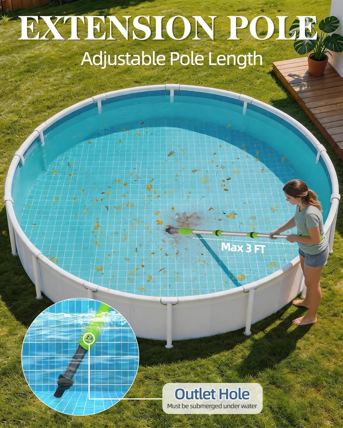 Cordless Handheld Spa Pool Vacuum – Rechargeable Sand Debris Cleaner Green