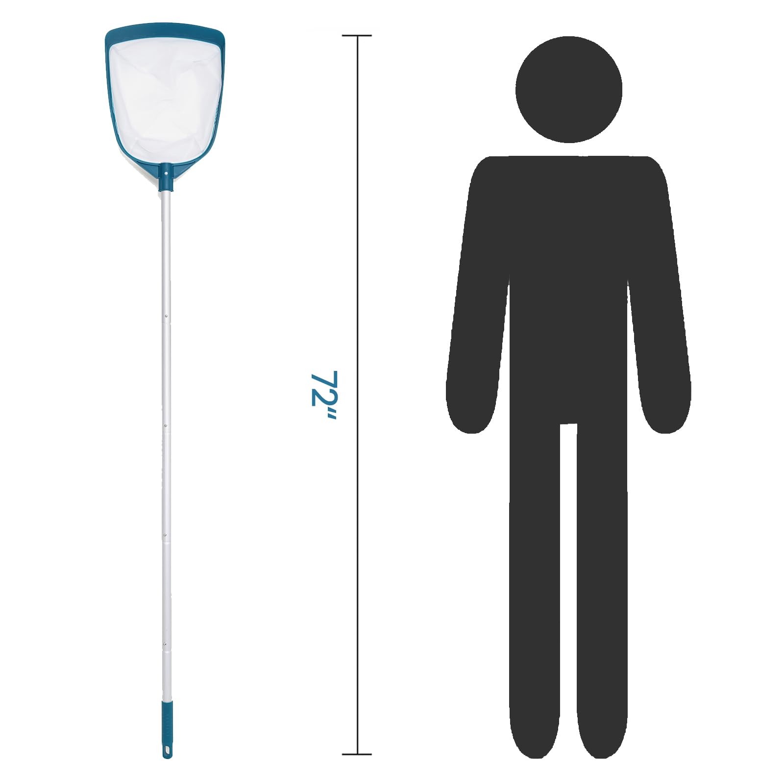 Pool Skimmer Net with Adjustable Pole Leaf Rake for Hot Tubs Spas Fountains