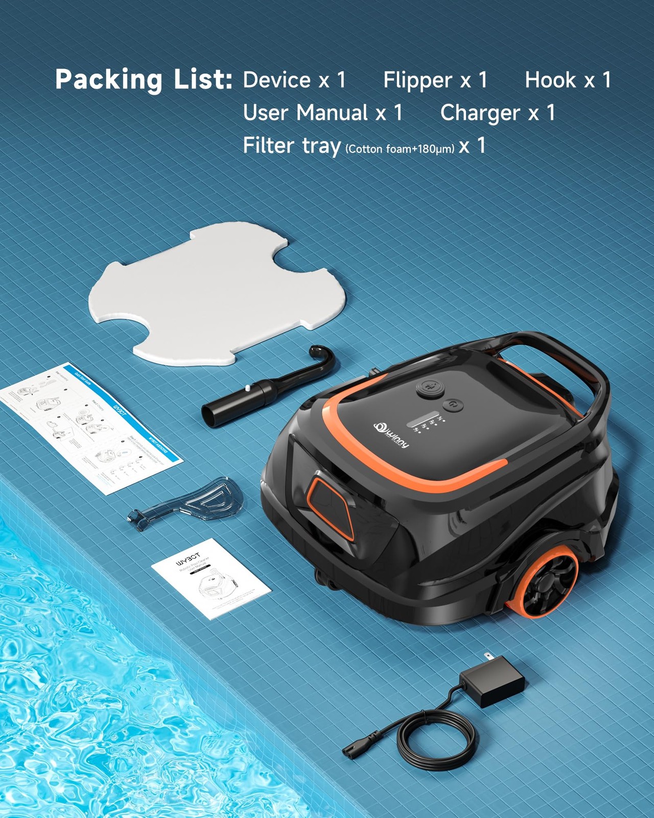 Cordless Robotic Pool Vacuum for Above Ground Pool, Automatic Pool Cleaner wi…