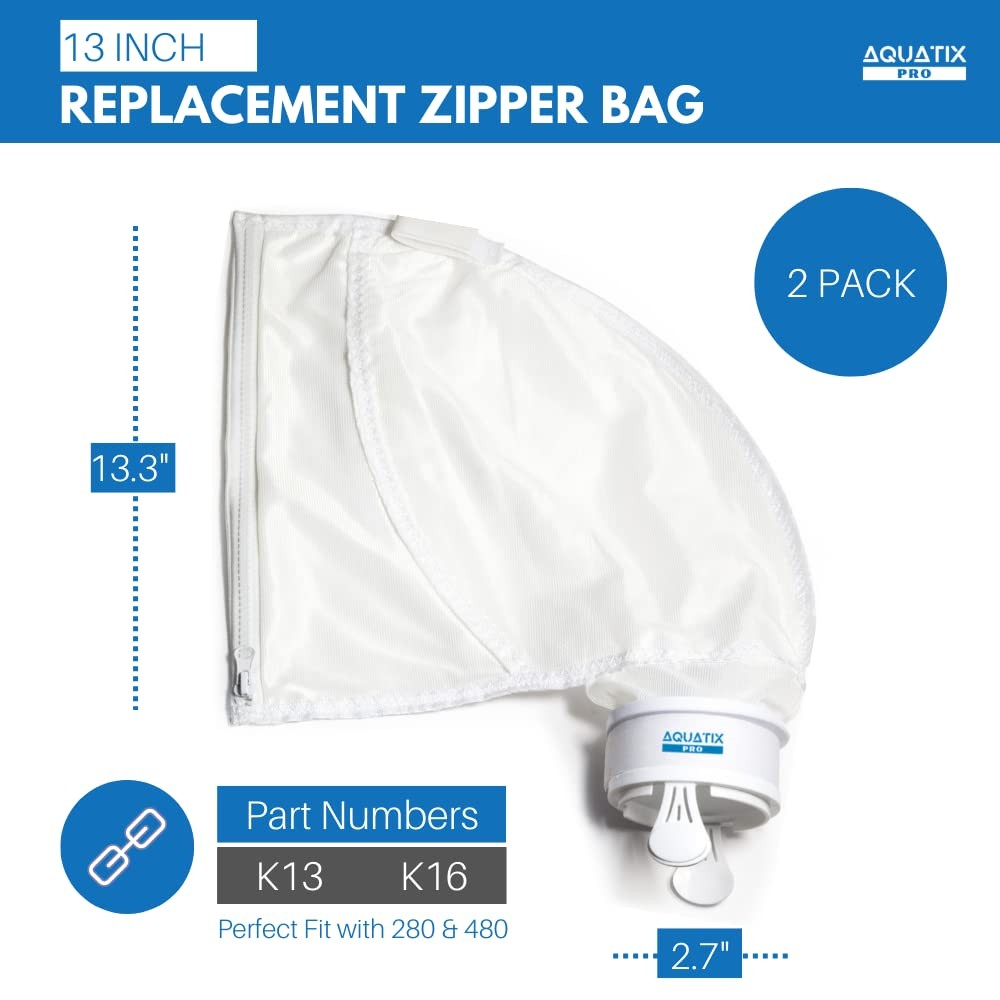 Aquatix Pro 2 Pack K13 K16 All Purpose Zipper Replacement Bags for White