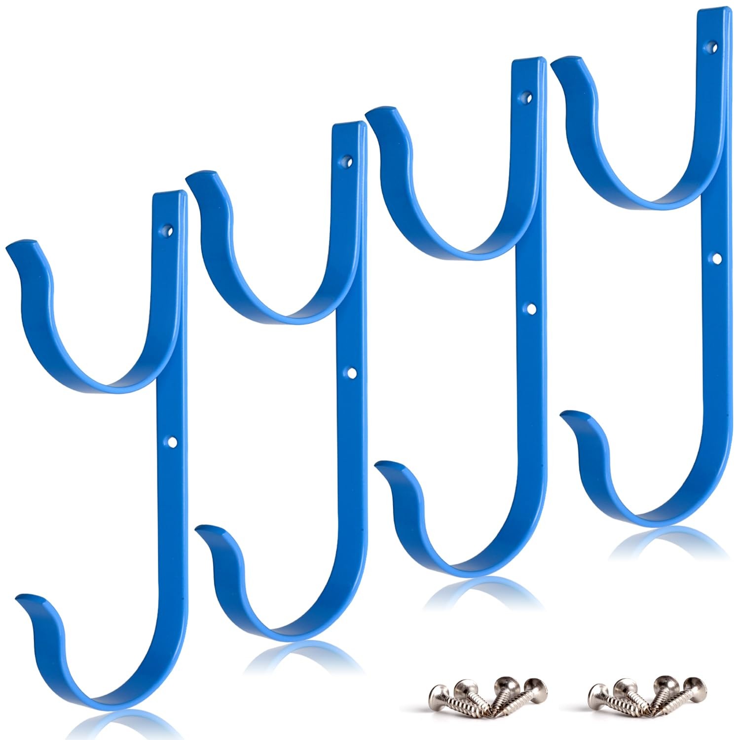 4 PCS Set Pool Pole Hangers Heavy Duty Blue Aluminium Holder Hooks with Screw…