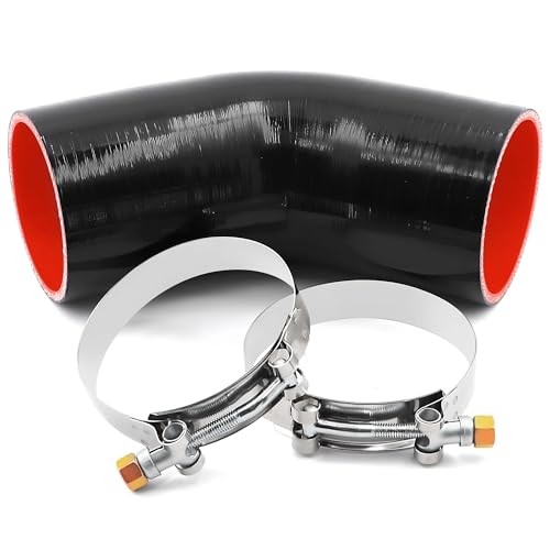 45 Degree Elbow Silicone Hose, 3 Inch (76mm), Universal Fit, Red, 4-Ply 45° 3in