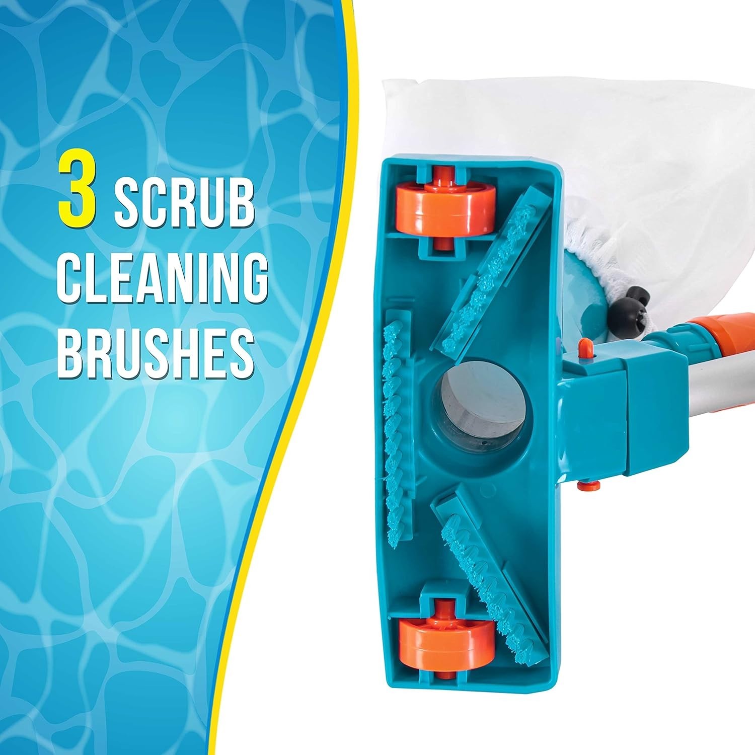 Portable Pool Vacuum Cleaner with 4ft Pole & 3 Brush System for Spotless Water