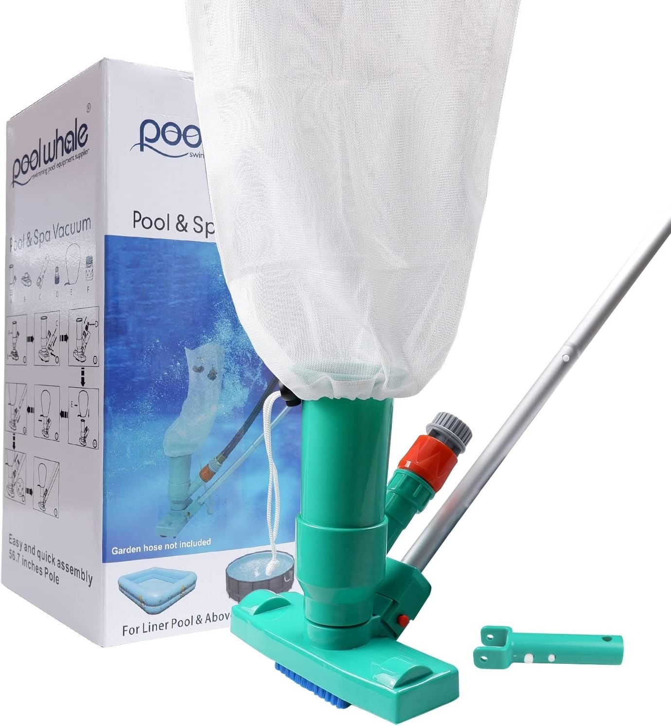 Eco-Friendly Pool Jet Vacuum Cleaner – 56.7in Telescopic Pole & Brush Included